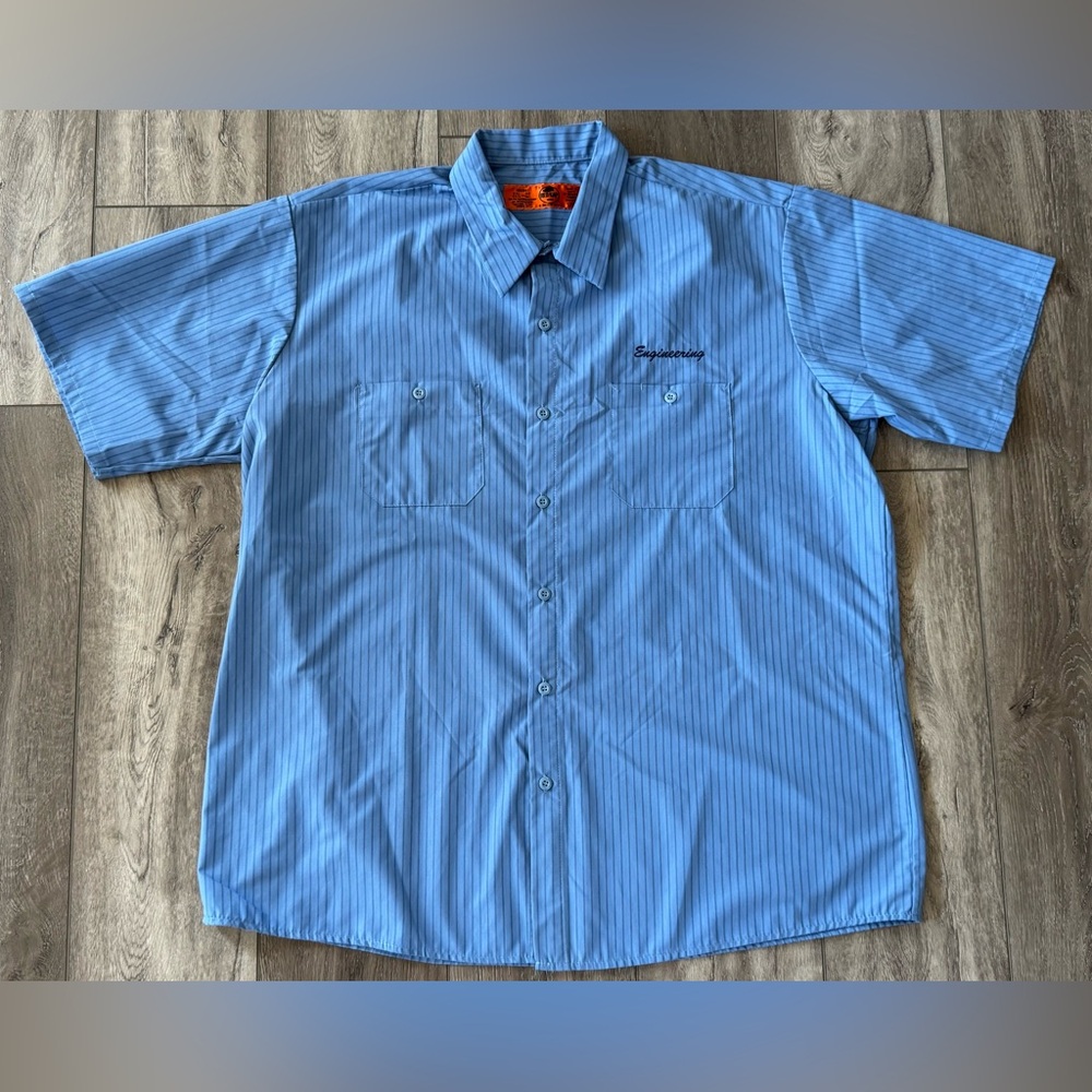 Red Kap Men’s Short Sleeve Industrial Stripe Work Shirt 2XL Blue *Engineering*
